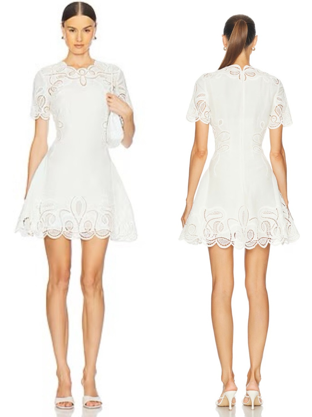 NWT SIMKHAI Morrigan Embroidered Linen Mini Dress Ivory Size 6 Bridal Wedding
